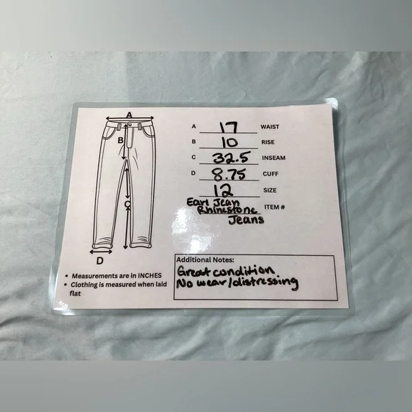 Earl Jean Rhinestone Straight Leg Mid Rise Dark Wash Jeans Size 12 - Picture 10 of 10